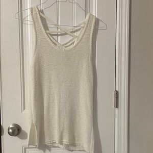 Soho Cream Knit Tank Top with Crisscross Back